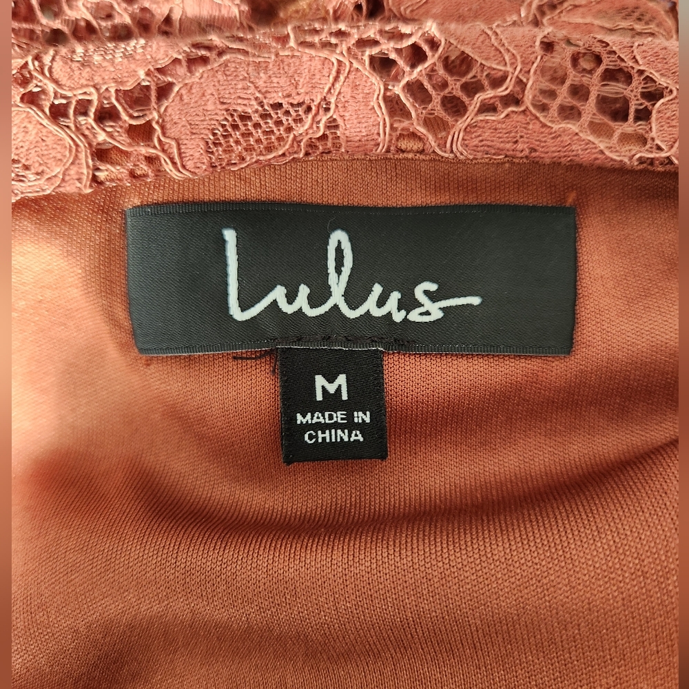 Lulus Sweet Like Candy Brown Lace Ruffled Mini Dress Party Glam Size M - Picture 3 of 3